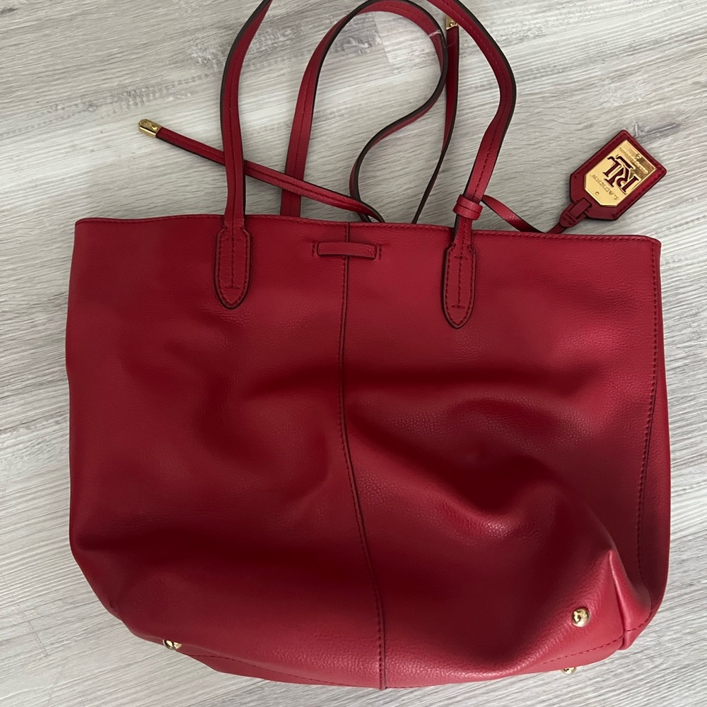 Ralph Lauren red leather bag with matching small purse